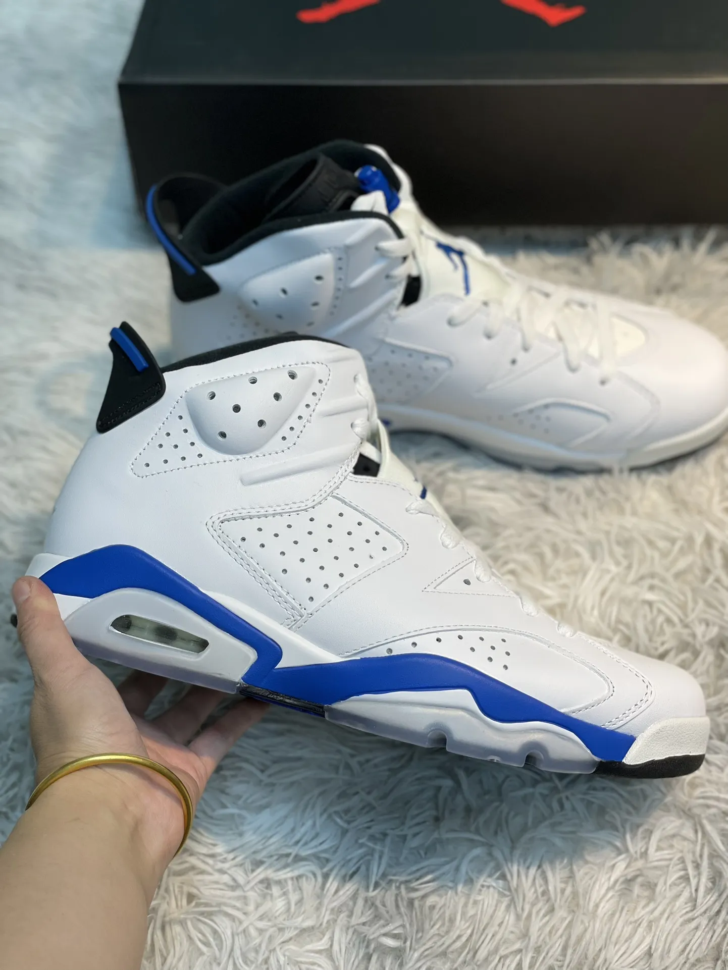 Refined Nike Air Jordan 6 Sport Blue – White Blue  Style Rep Shoes with High Quality Replica Finish 1104