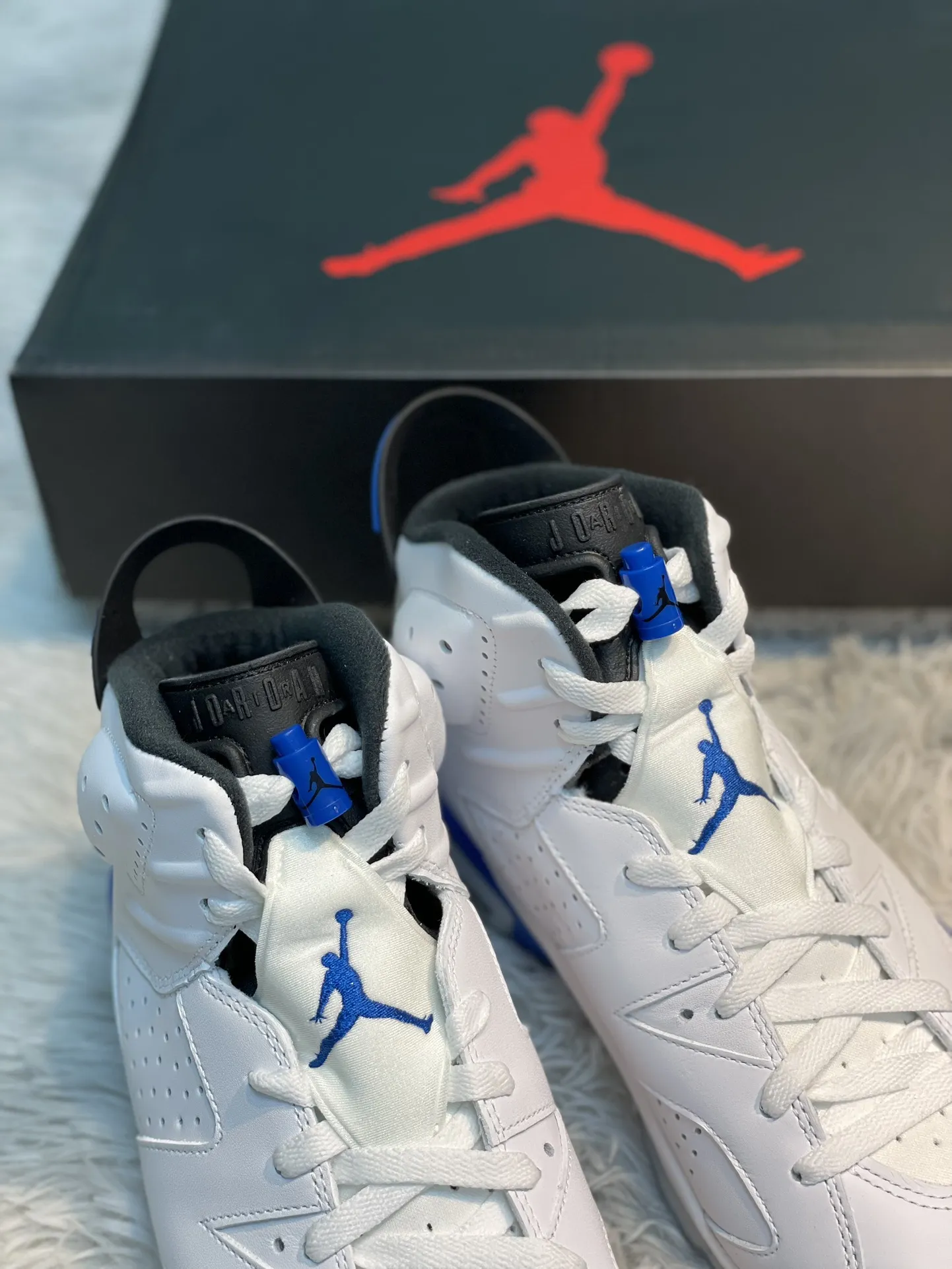 Refined Nike Air Jordan 6 Sport Blue – White Blue  Style Rep Shoes with High Quality Replica Finish 1104