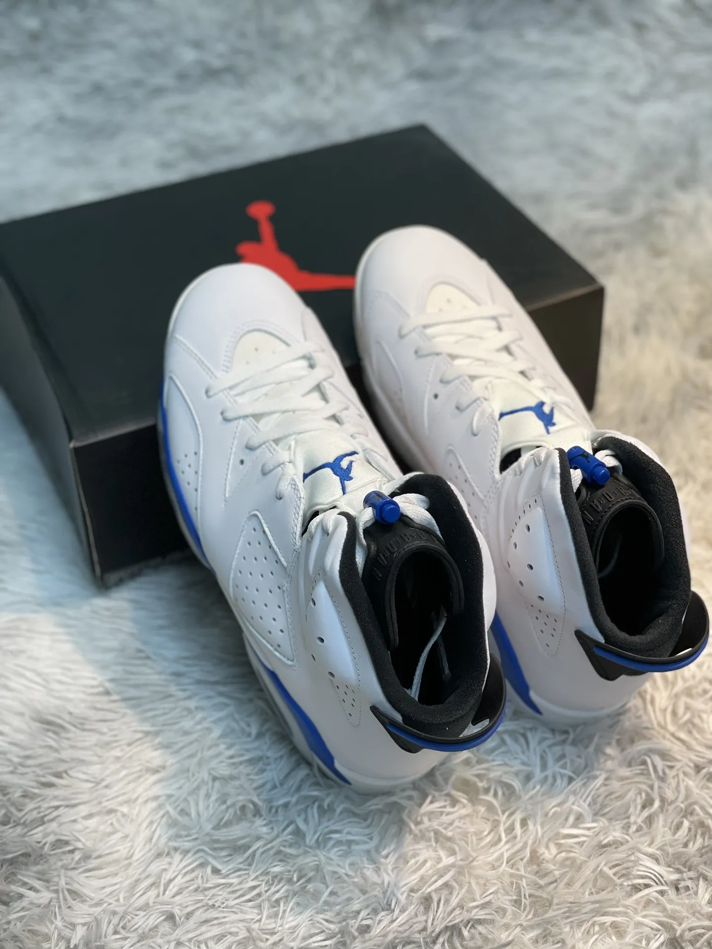 Refined Nike Air Jordan 6 Sport Blue – White Blue  Style Rep Shoes with High Quality Replica Finish 1104