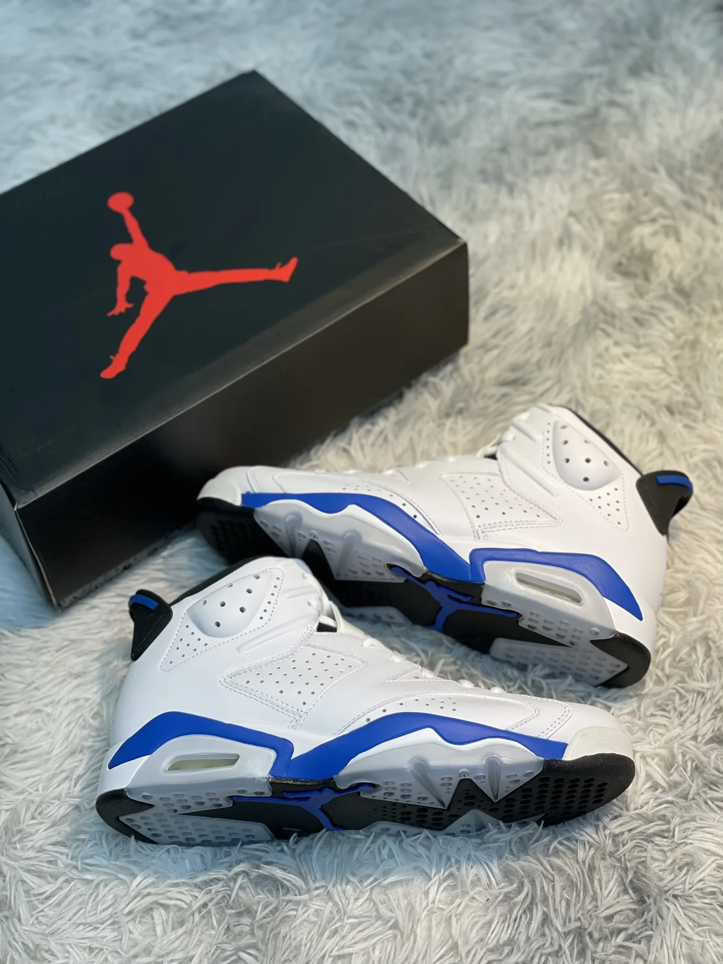 Refined Nike Air Jordan 6 Sport Blue – White Blue  Style Rep Shoes with High Quality Replica Finish 1104