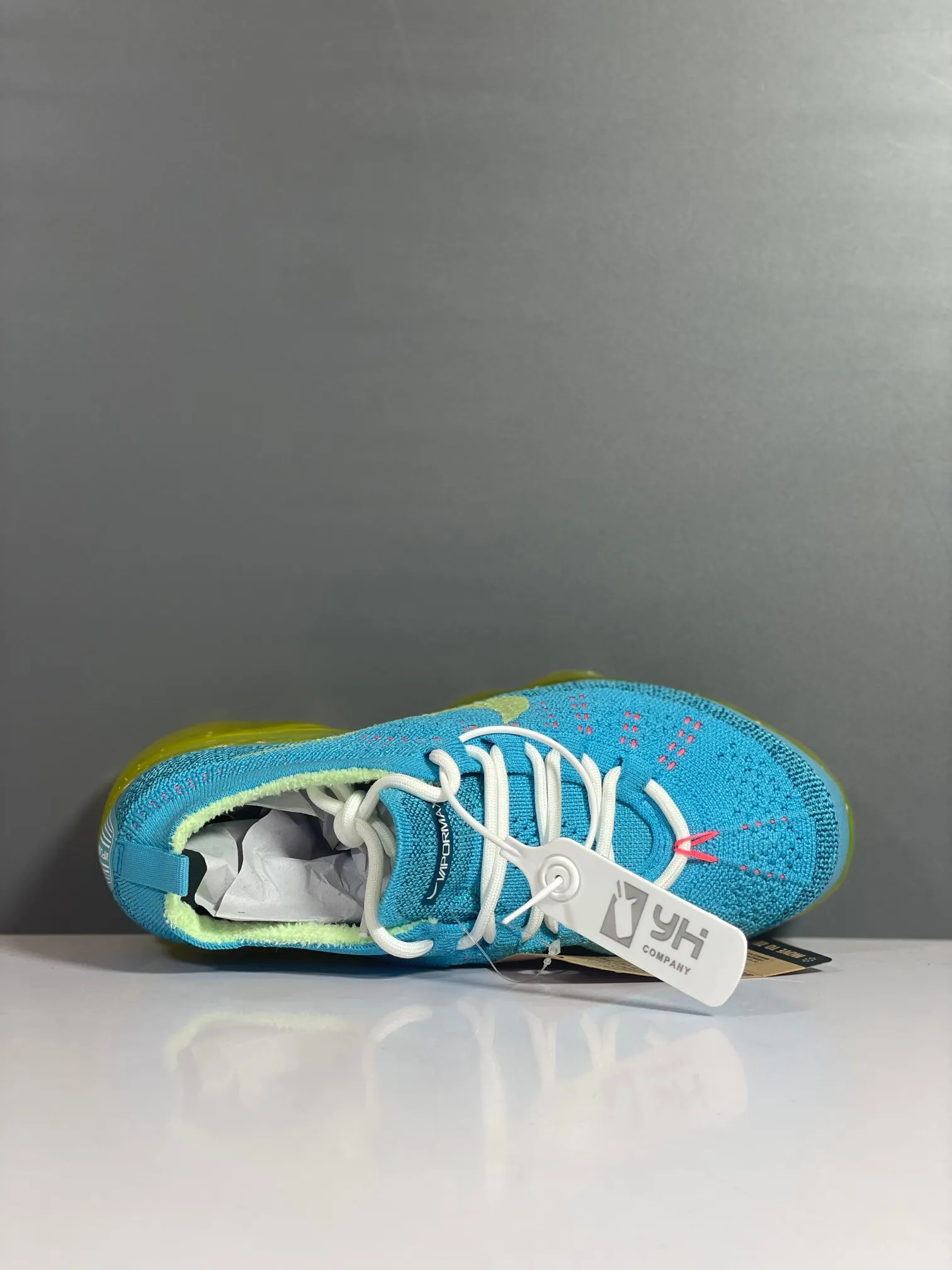 Nike Air VaporMax Flyknit Blue Yellow Low Top Rep Shoes Replica Sneakers Youthful 1349