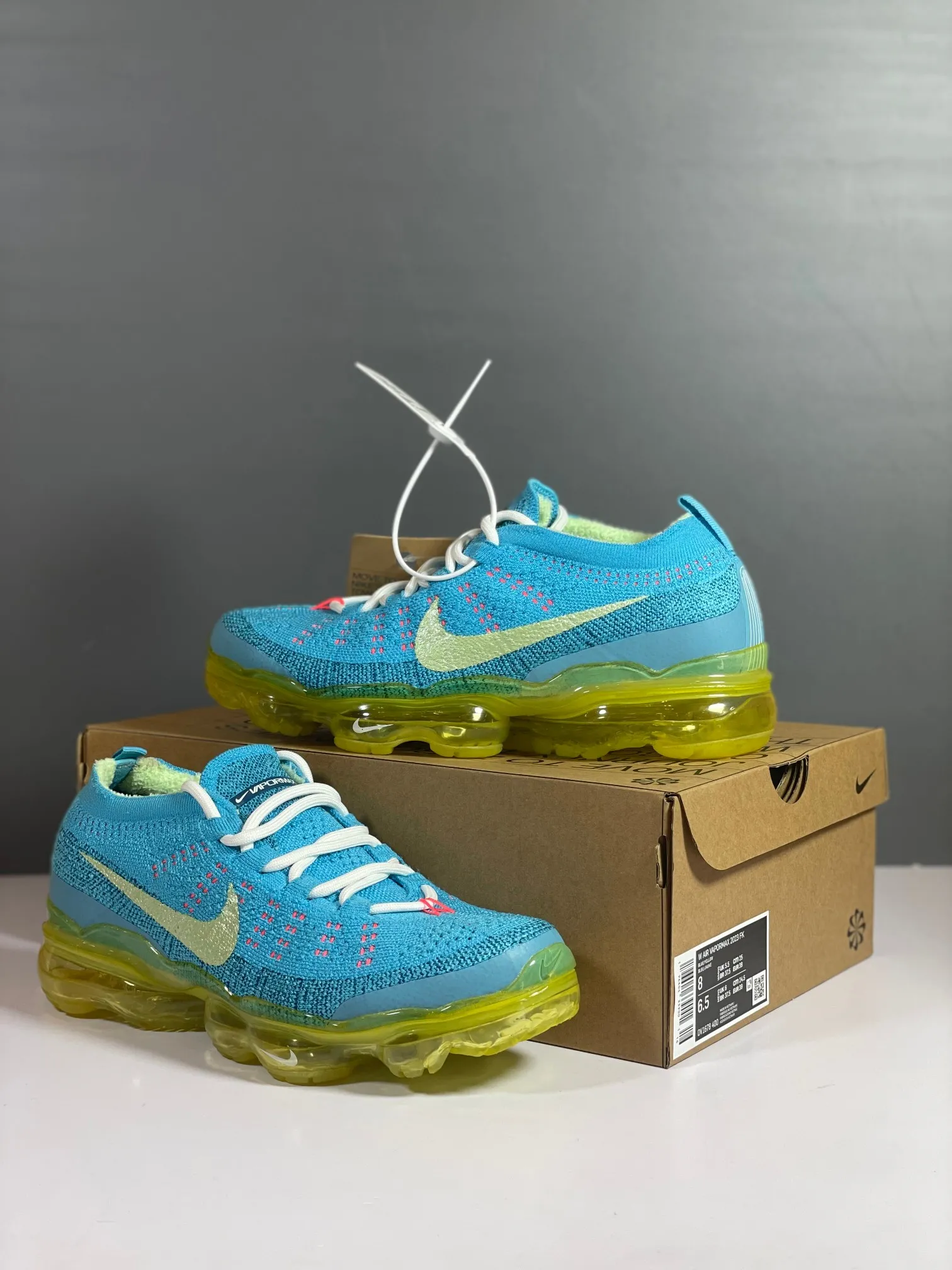 Nike Air VaporMax Flyknit Blue Yellow Low Top Rep Shoes Replica Sneakers Youthful 1349
