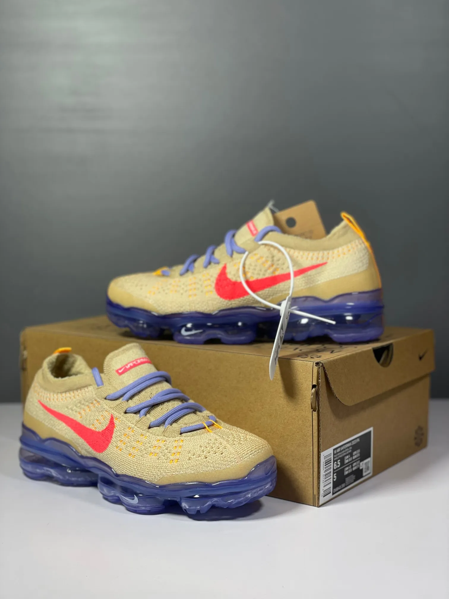 Trendsetting Nike Air VaporMax Flyknit Brown Blue Low Top Rep Shoes Replica Sneakers 1355