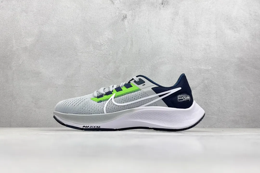 Nike Air Zoom Pegasus 38 – Grey White Navy Neon Green – Rep Shoes & Replica Sneakers for Men Tailored 1431