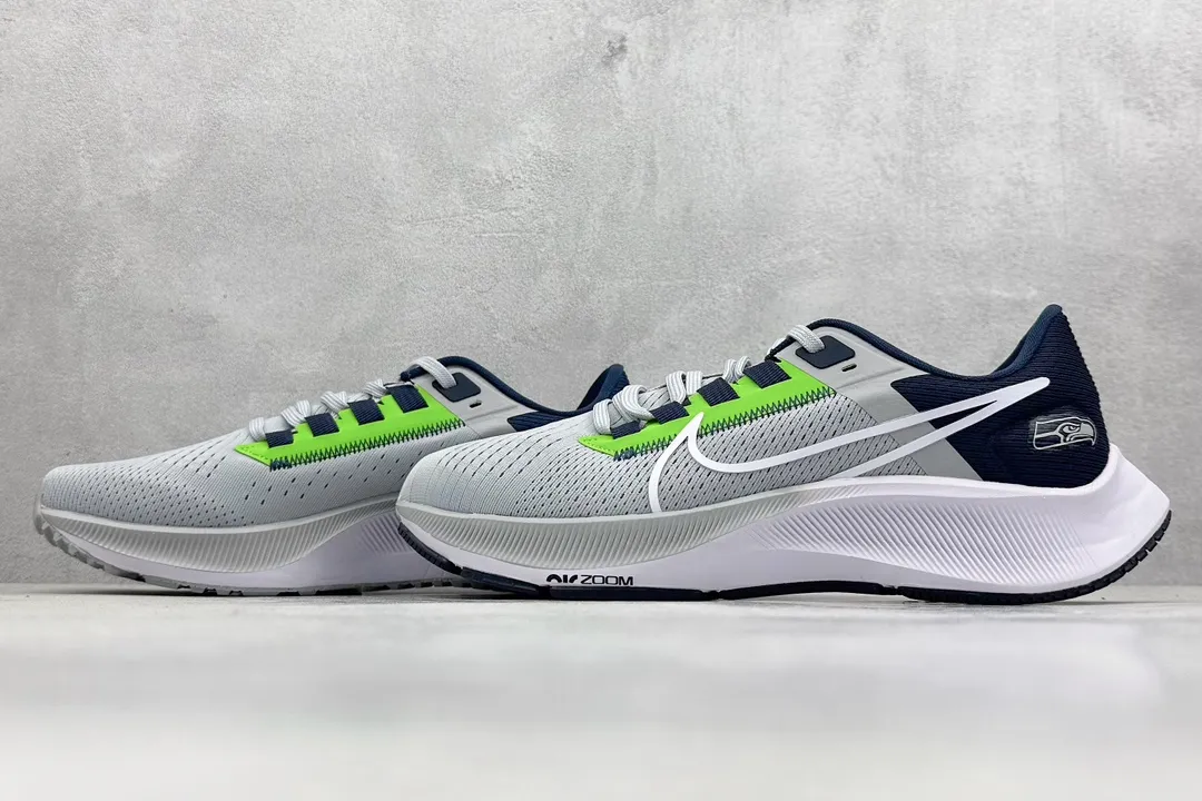 Nike Air Zoom Pegasus 38 – Grey White Navy Neon Green – Rep Shoes & Replica Sneakers for Men Tailored 1431