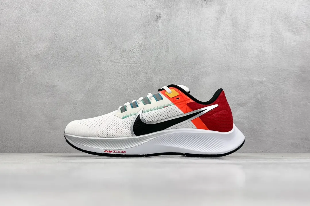 UrbanStyle Nike Air Zoom Pegasus 38 Running Shoes – White Red Orange, Flywire Design, Zoom Air Cushioning, Rep Shoes, Replica Nikes, Sizes 39- 1428