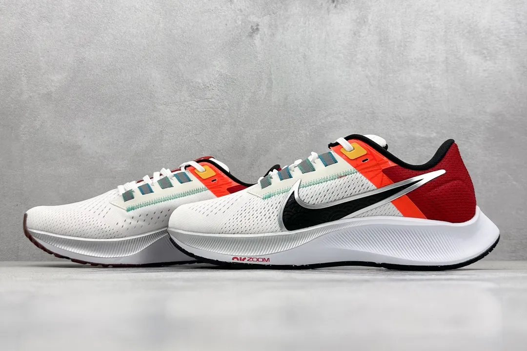 UrbanStyle Nike Air Zoom Pegasus 38 Running Shoes – White Red Orange, Flywire Design, Zoom Air Cushioning, Rep Shoes, Replica Nikes, Sizes 39- 1428