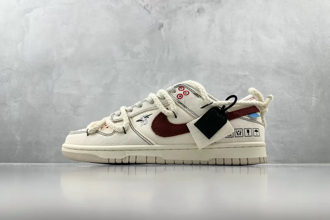 Nike Dunk Low Sashiko Grey Burgundy White –  Replica Nikes & Rep Shoes Collection Trendy 1548