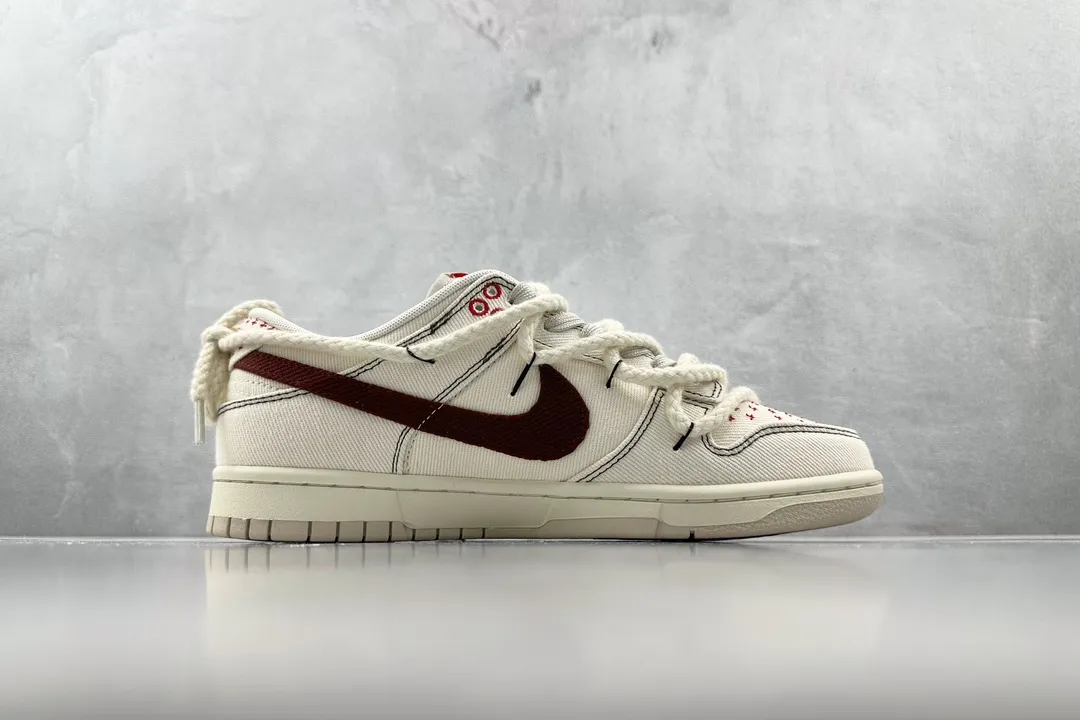 Nike Dunk Low Sashiko Grey Burgundy White –  Replica Nikes & Rep Shoes Collection Trendy 1548