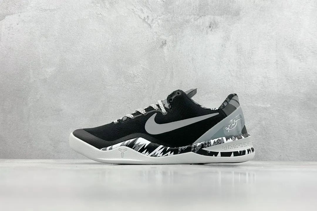 Nike Kobe 8 System – Black White –  350 R Version Rep Basketball Shoes with Premium Nike Replica Design SmoothTexture 1498