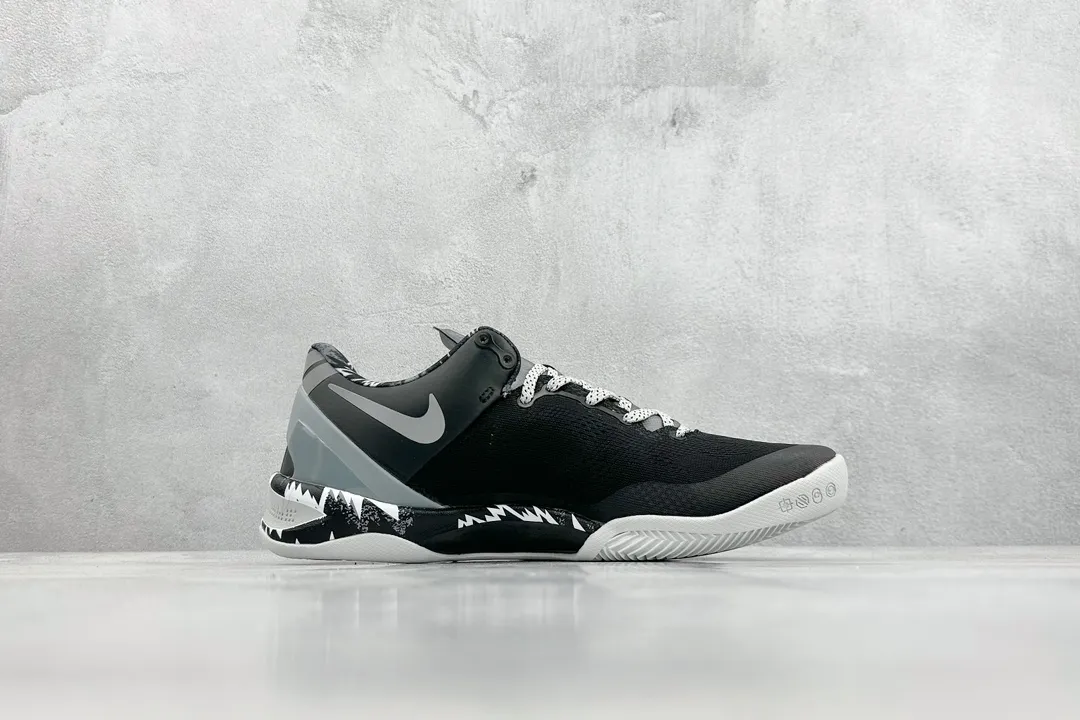 Nike Kobe 8 System – Black White –  350 R Version Rep Basketball Shoes with Premium Nike Replica Design SmoothTexture 1498