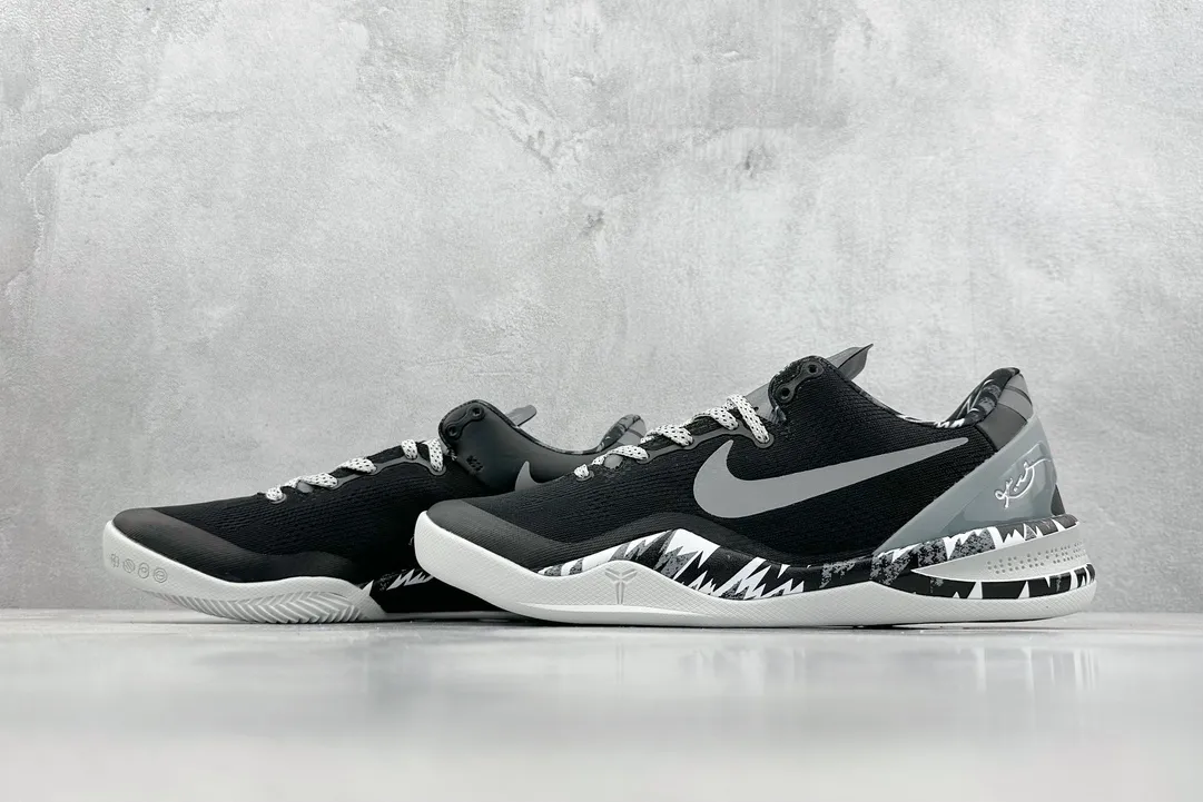 Nike Kobe 8 System – Black White –  350 R Version Rep Basketball Shoes with Premium Nike Replica Design SmoothTexture 1498