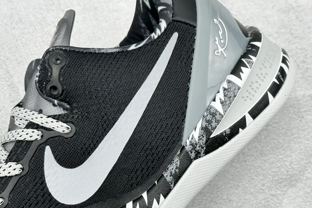 Nike Kobe 8 System – Black White –  350 R Version Rep Basketball Shoes with Premium Nike Replica Design SmoothTexture 1498