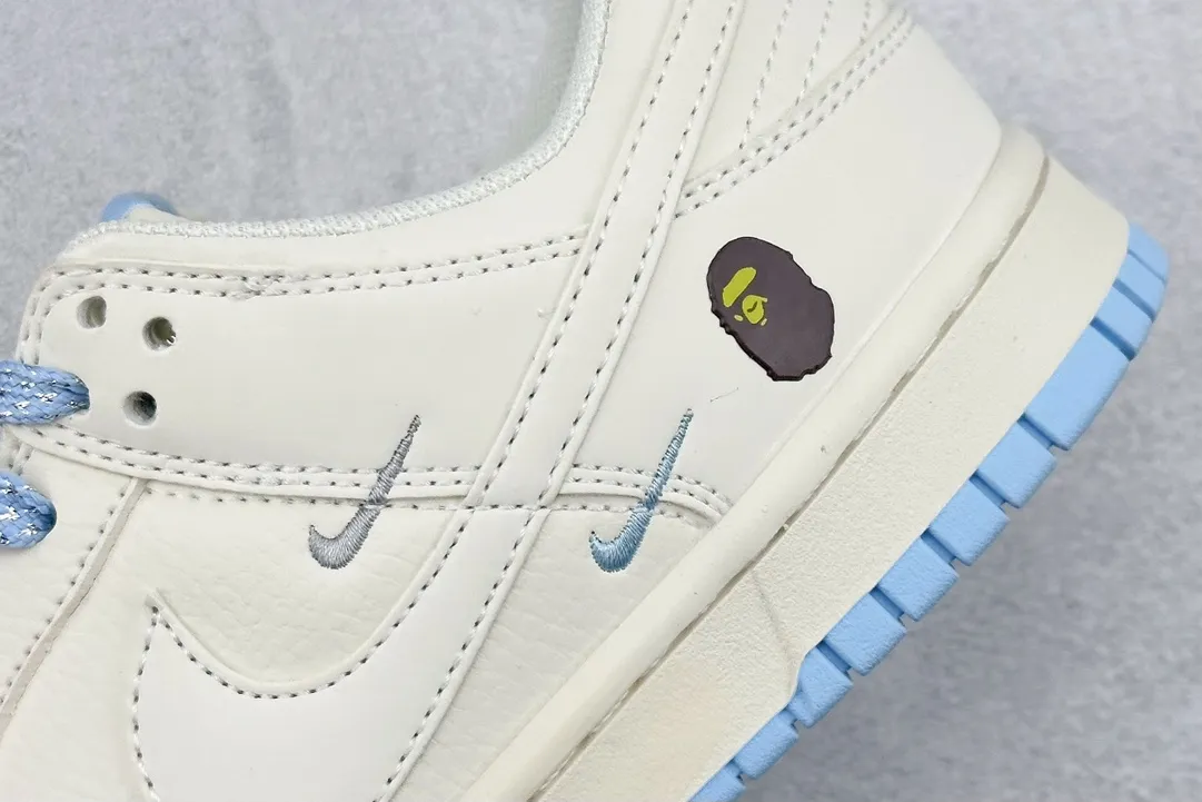 Nike SB Dunk Low BAPE Cream Blue Swoosh –  Replica Nikes & Rep Shoes Refined 1598