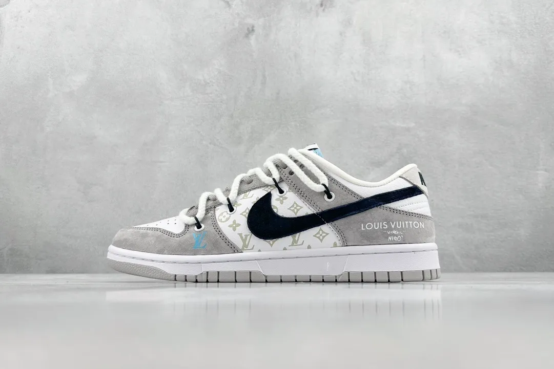 Nike SB Dunk Low LV Grey Black Print –  Replica Nikes & Rep Shoes Collection Bold 1607