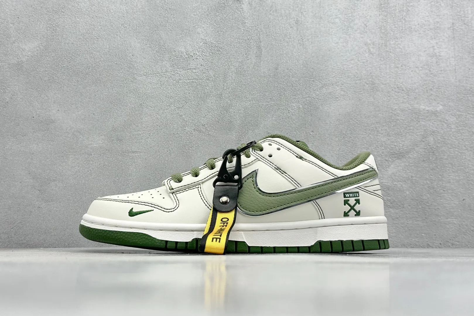 Soft Nike SB Dunk Low Off-White Light Grey Green Replica Shoes 1637