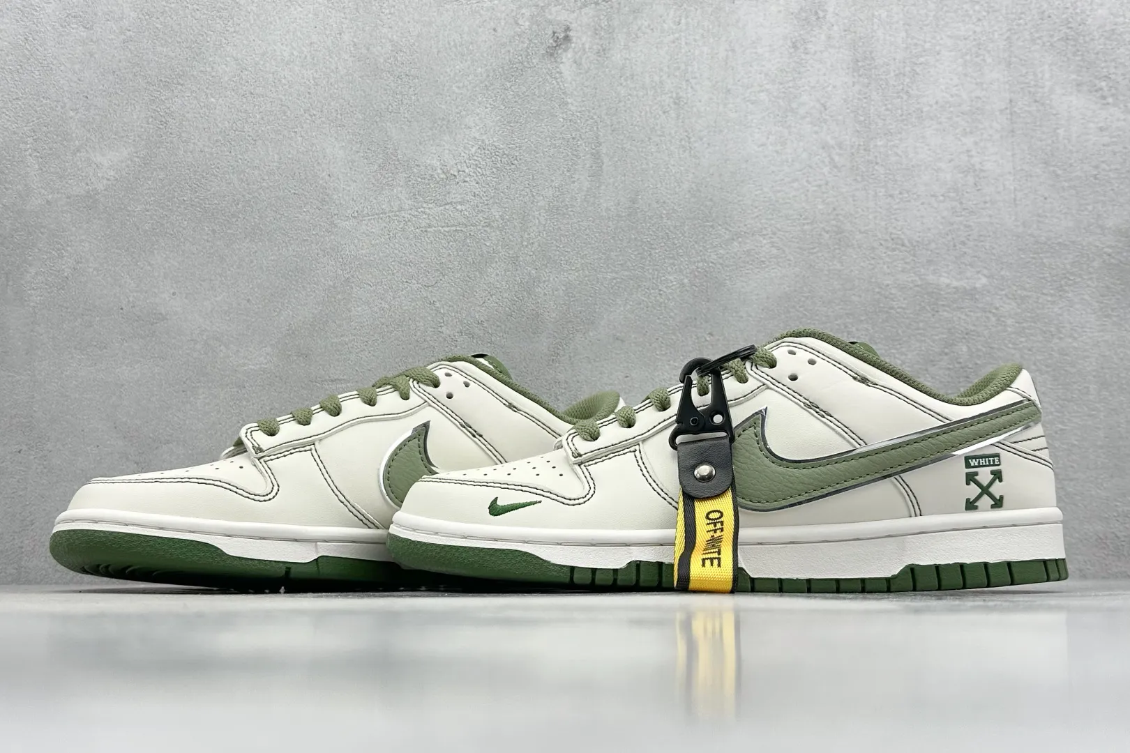 Soft Nike SB Dunk Low Off-White Light Grey Green Replica Shoes 1637