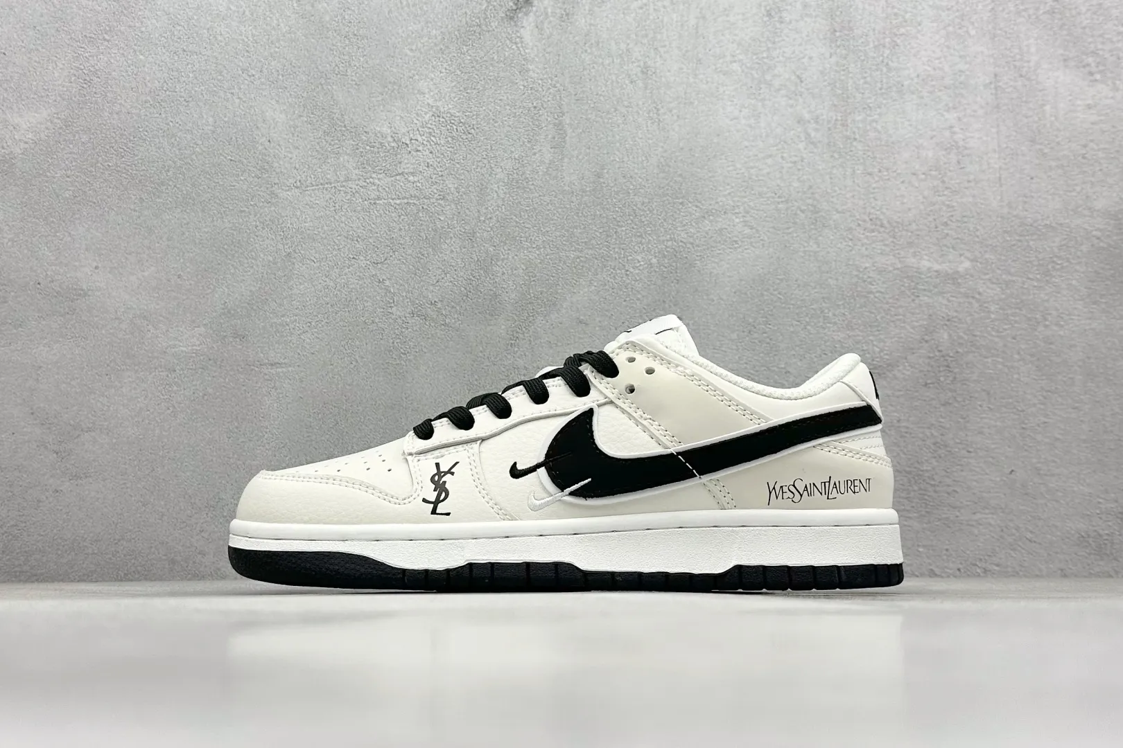 Affordable Nike SB Dunk Low Saint Laurent White Black Rep Shoes Replica Nikes 1583