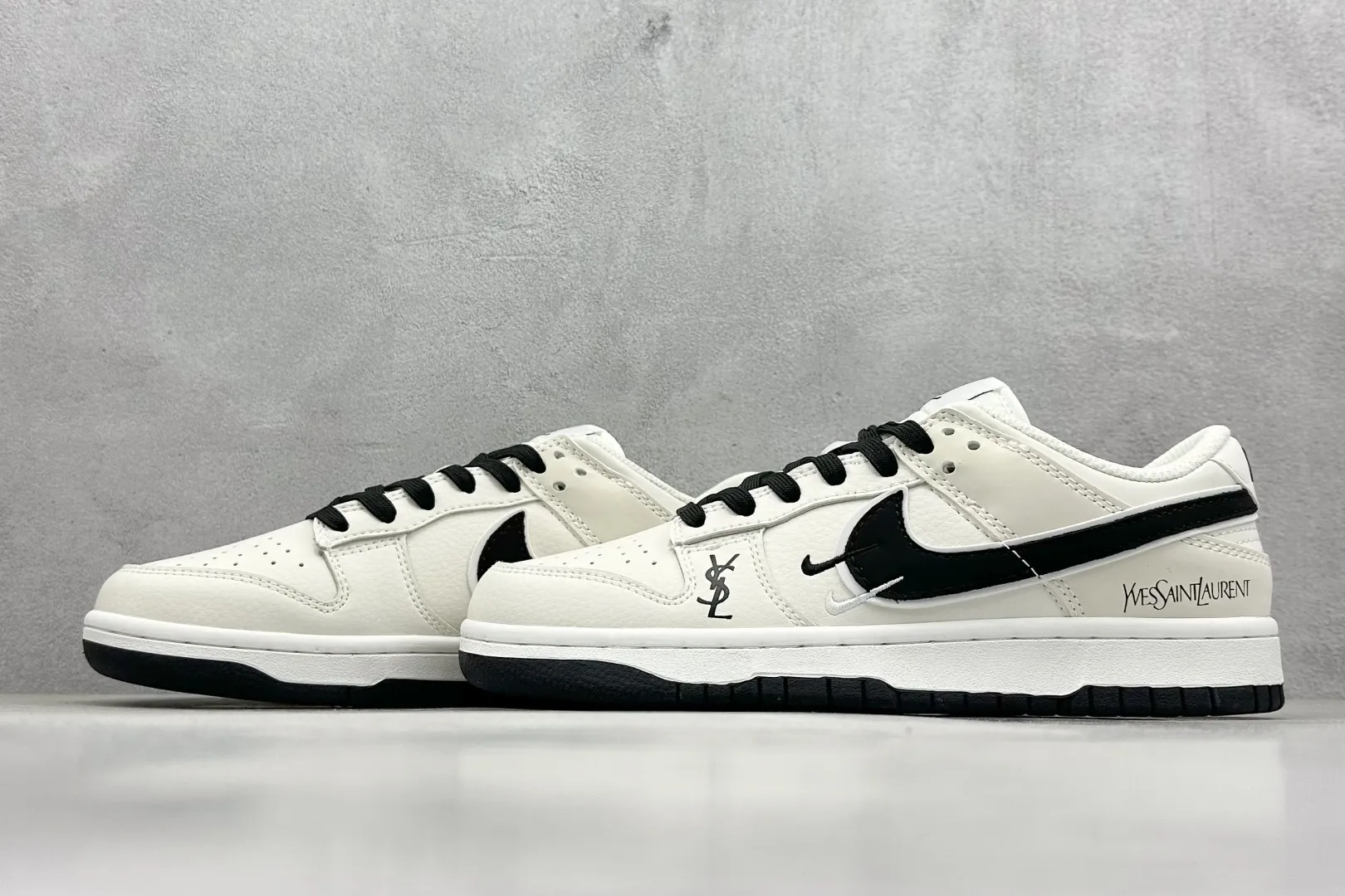 Affordable Nike SB Dunk Low Saint Laurent White Black Rep Shoes Replica Nikes 1583