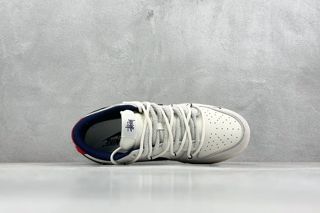 Flexible Nike SB Dunk Low Stussy Grey White Navy Rep Shoes Replica Nikes 1571