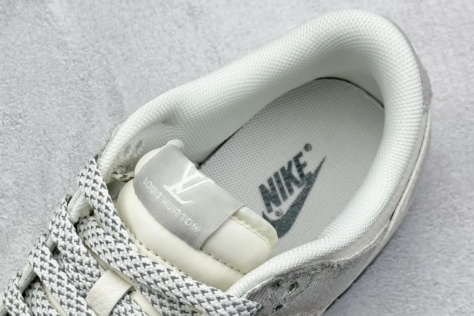 Efficient Nike SB Dunk Low x Louis Vuitton White Grey Replica Nike Shoes 1557