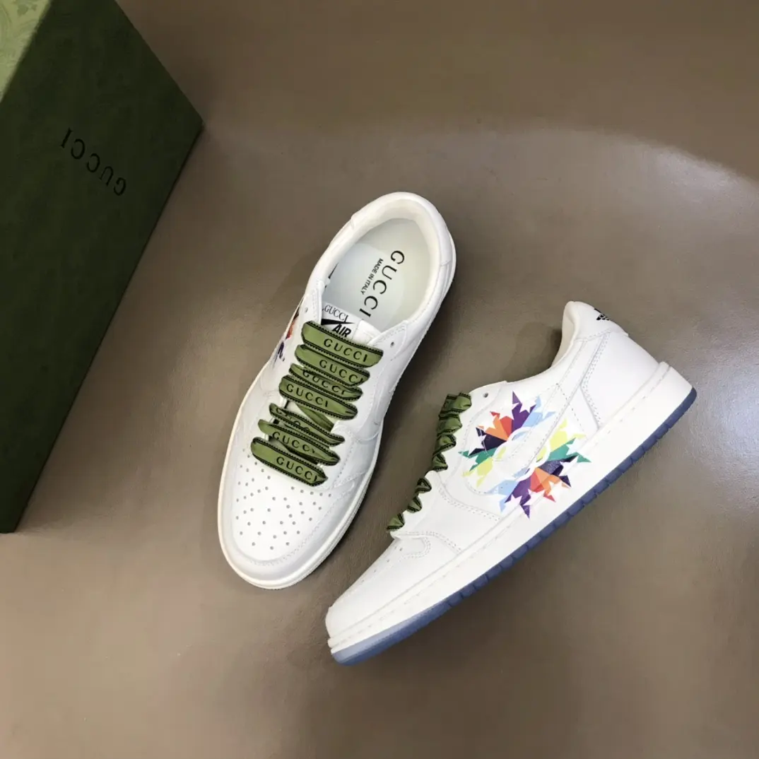 OnTrend Nike x Gucci Collaboration Low-Top  Sneakers – White with Green Laces, High Quality Replica, Various Sizes 38- 846