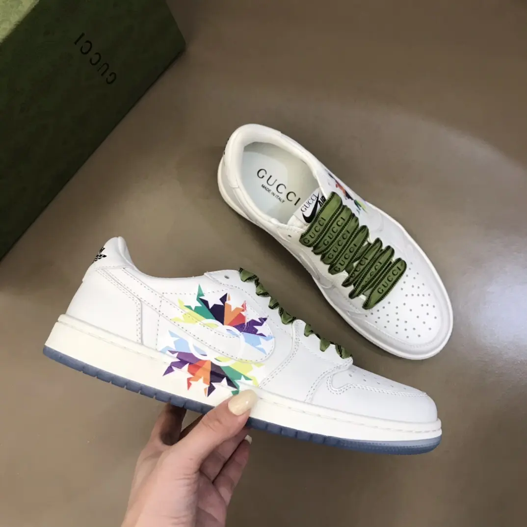 OnTrend Nike x Gucci Collaboration Low-Top  Sneakers – White with Green Laces, High Quality Replica, Various Sizes 38- 846