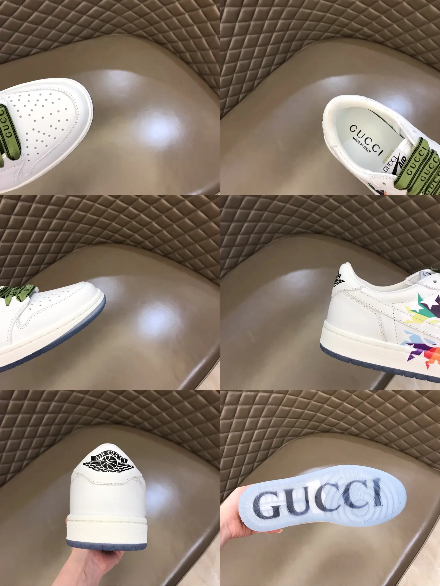 OnTrend Nike x Gucci Collaboration Low-Top  Sneakers – White with Green Laces, High Quality Replica, Various Sizes 38- 846