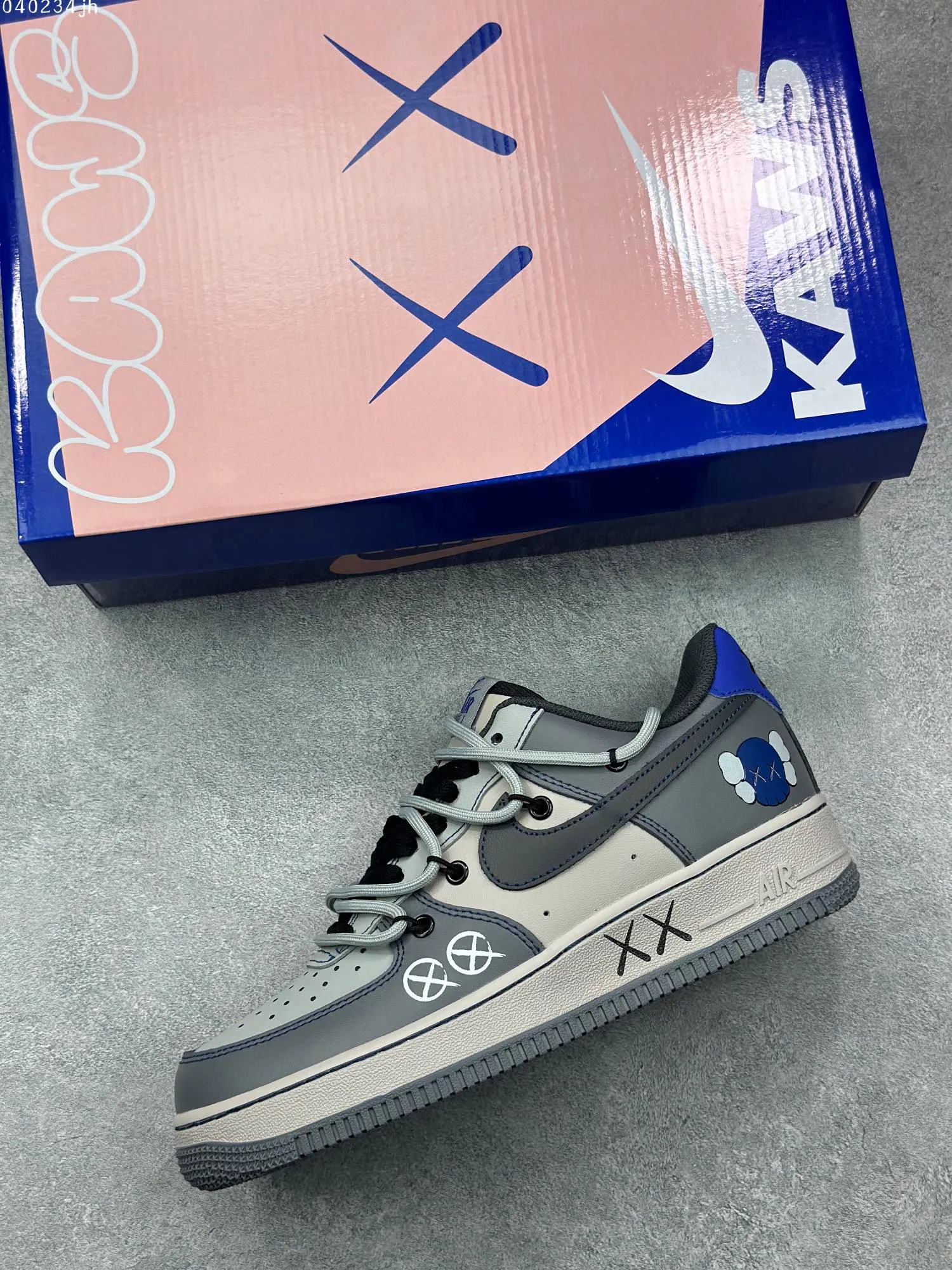 QuickDry Nike x Kaws Air Force 1 Space Gray Custom Strap Sneakers – High Quality Rep Shoes Size 36- 1079