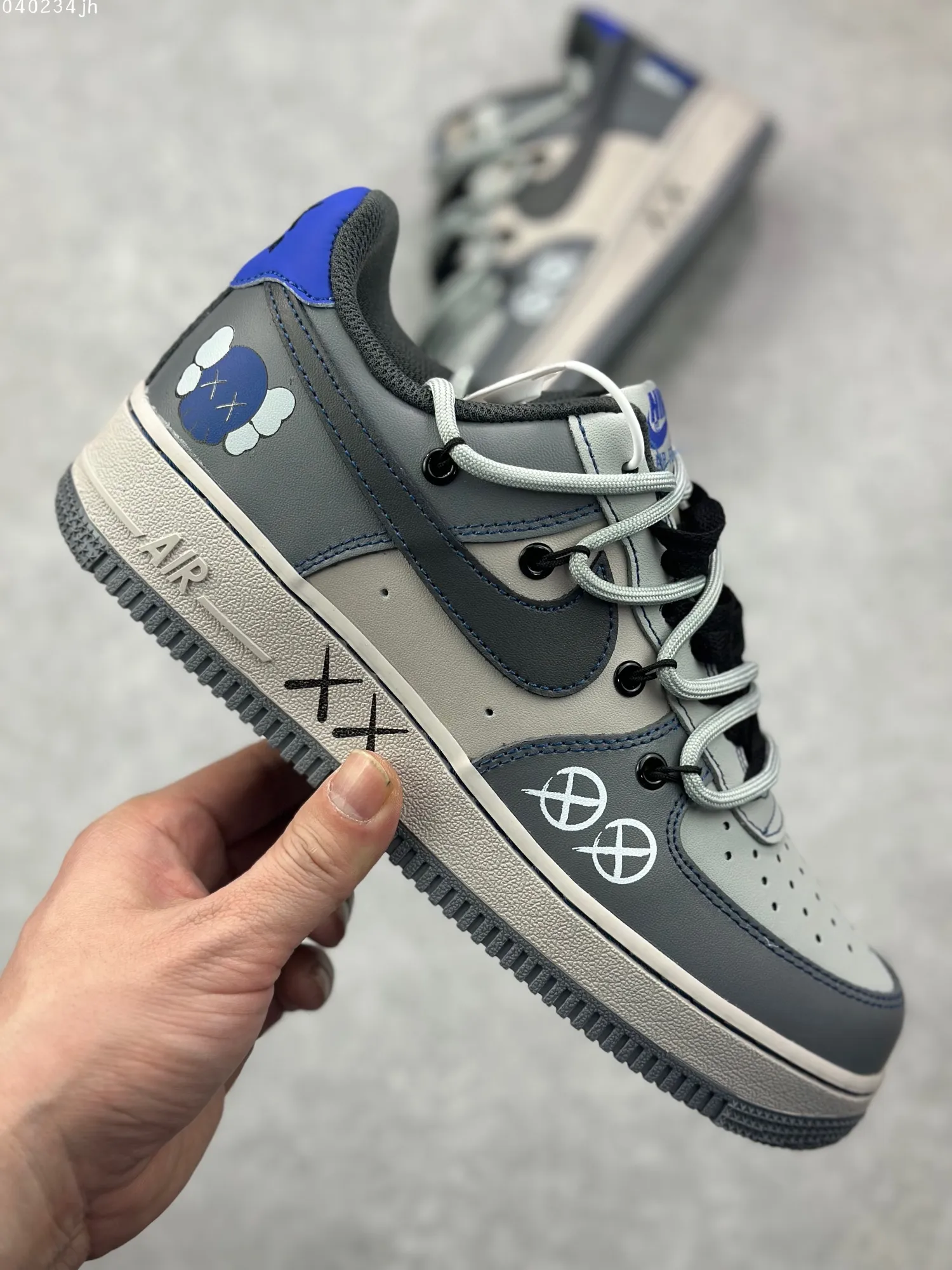 QuickDry Nike x Kaws Air Force 1 Space Gray Custom Strap Sneakers – High Quality Rep Shoes Size 36- 1079