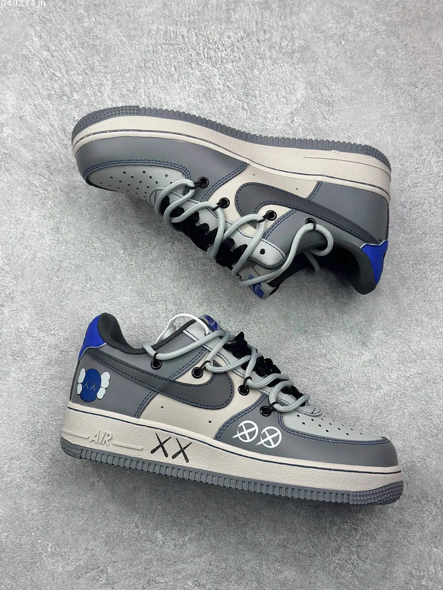 QuickDry Nike x Kaws Air Force 1 Space Gray Custom Strap Sneakers – High Quality Rep Shoes Size 36- 1079