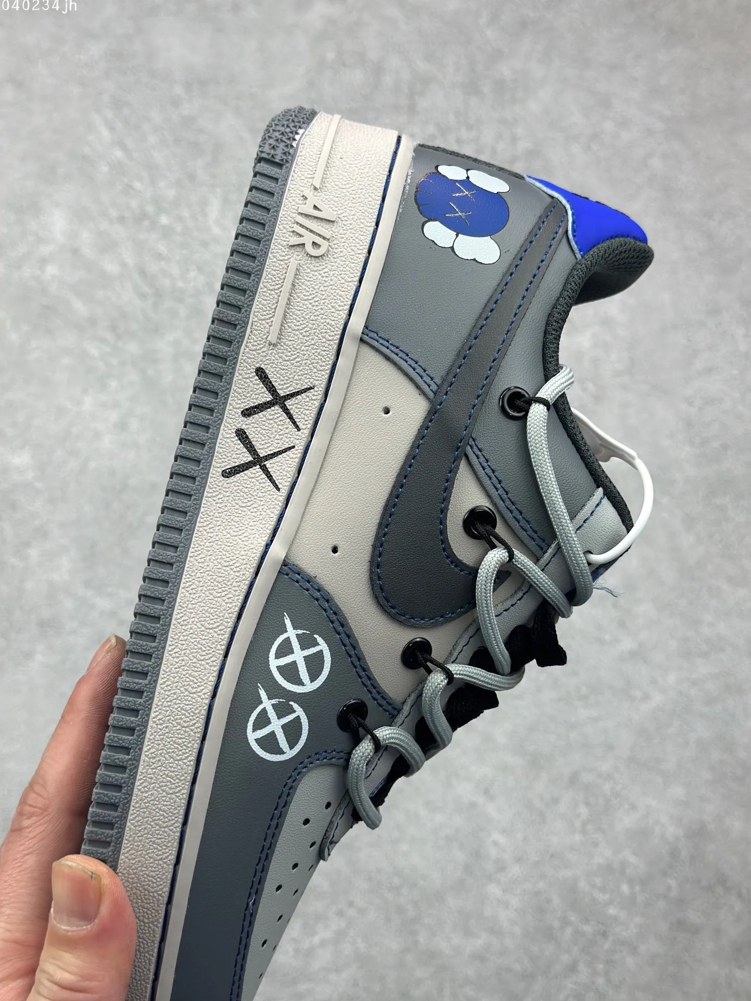 QuickDry Nike x Kaws Air Force 1 Space Gray Custom Strap Sneakers – High Quality Rep Shoes Size 36- 1079