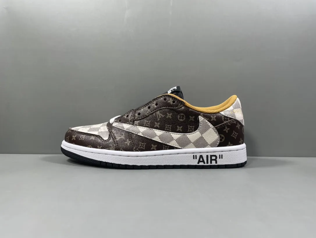 Nike x LV x AJ1 Low-Top Sneakers – Brown Beige – Corporate Edition Replica Shoes FastDry 1240
