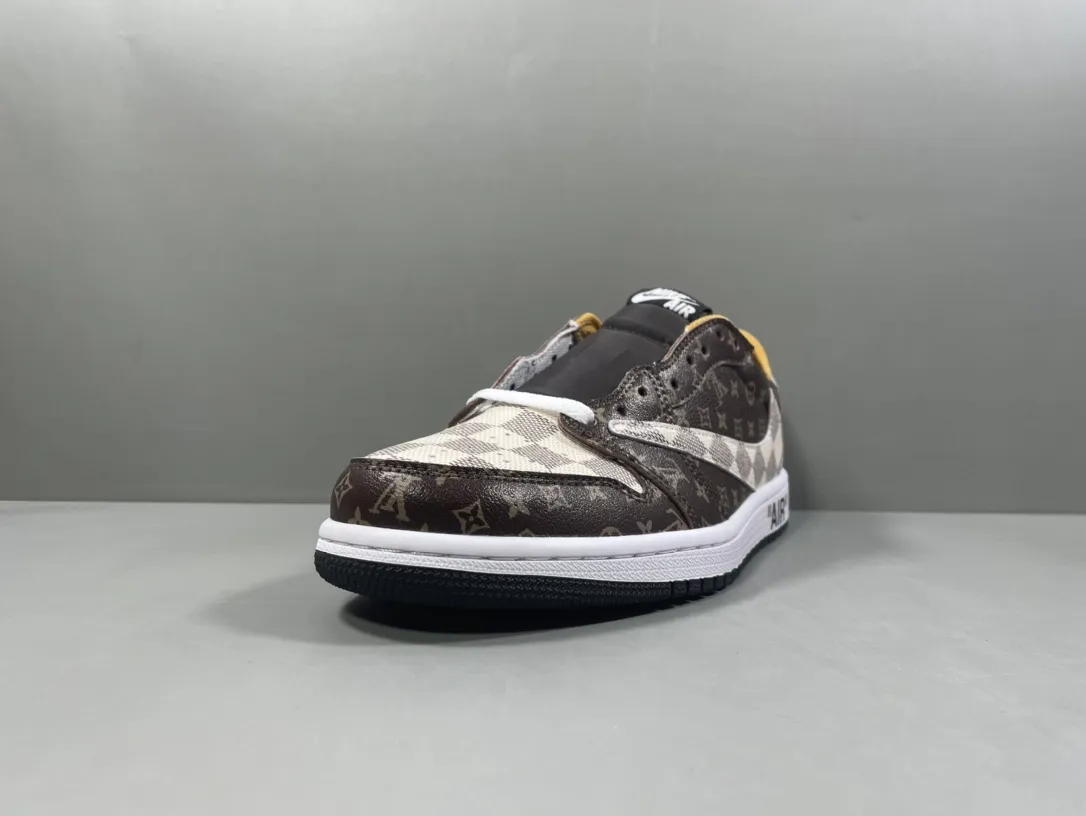 Nike x LV x AJ1 Low-Top Sneakers – Brown Beige – Corporate Edition Replica Shoes FastDry 1240