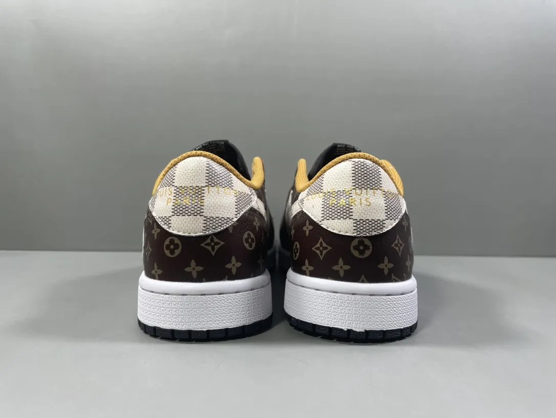 Nike x LV x AJ1 Low-Top Sneakers – Brown Beige – Corporate Edition Replica Shoes FastDry 1240