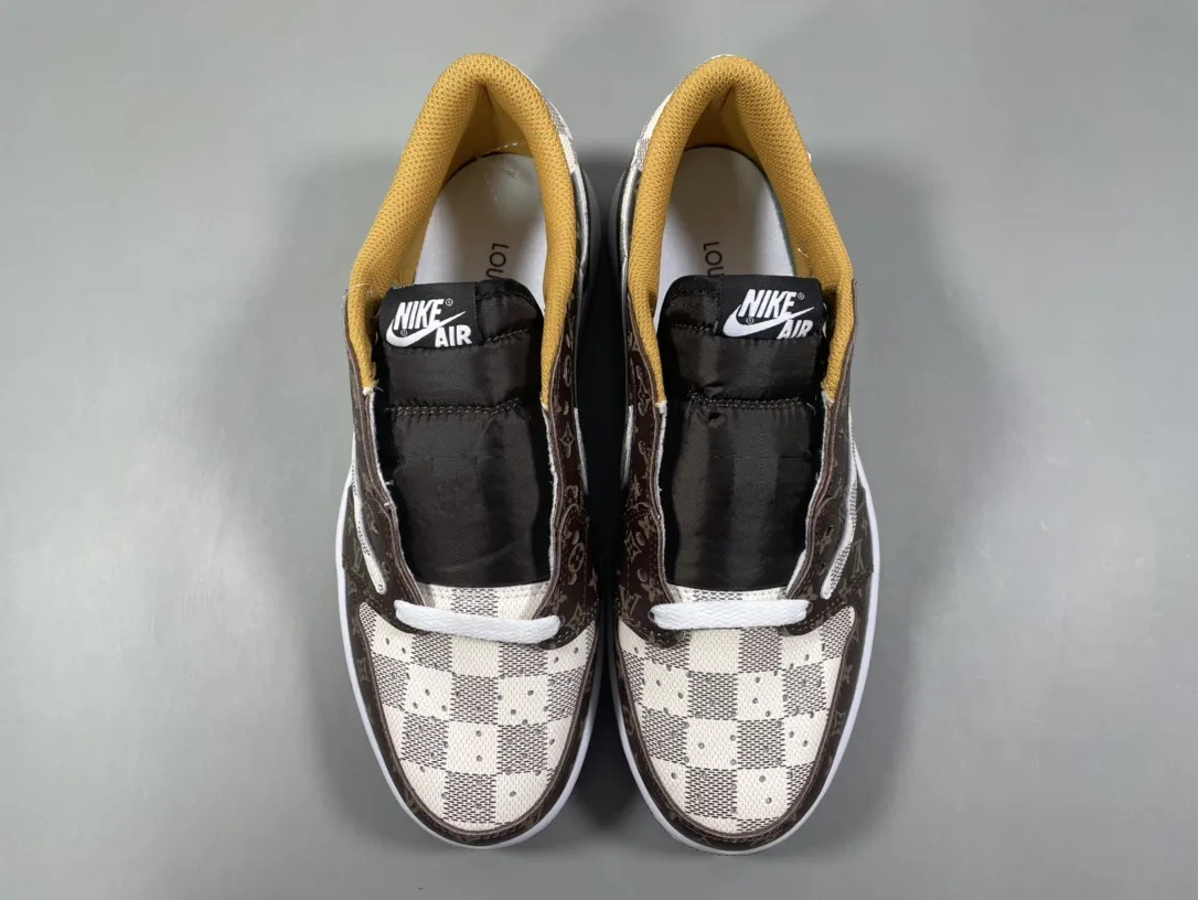 Nike x LV x AJ1 Low-Top Sneakers – Brown Beige – Corporate Edition Replica Shoes FastDry 1240