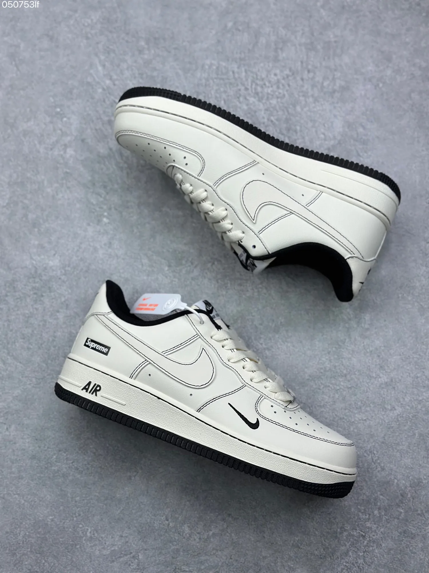 Breathable Nike x Supreme Air Force 1 ’07 Low Cream Black Limited Edition Rep Shoes – Best Replica Sneakers 999