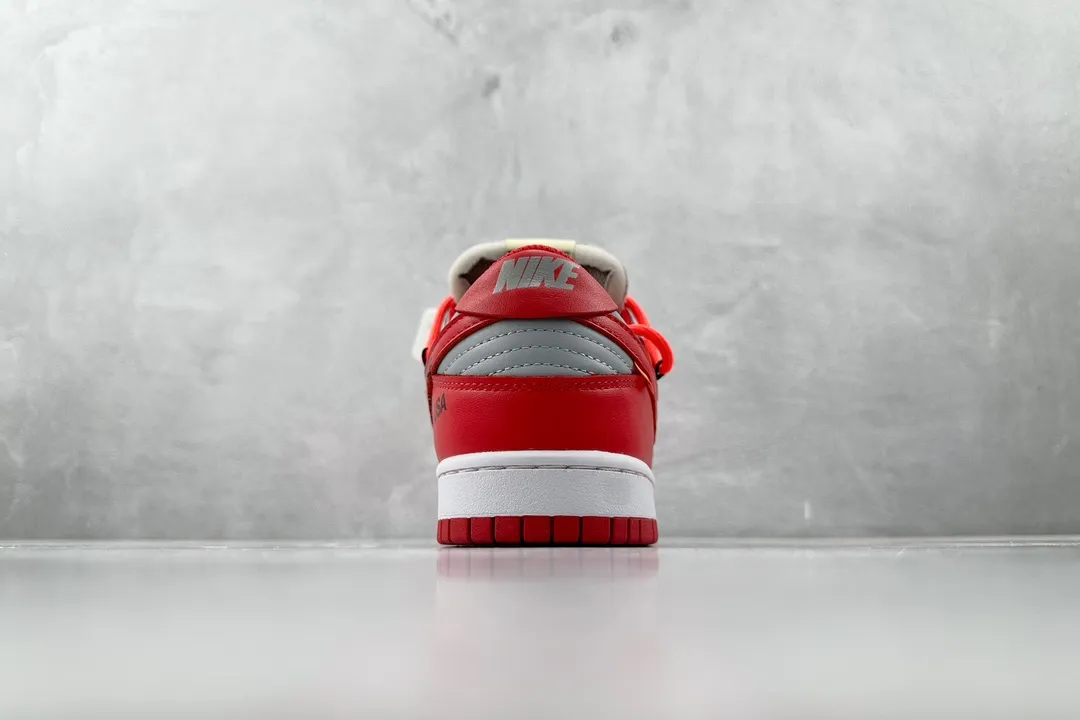 Upgraded Off-White Nike Dunk Low Red Leather Replica Shoes –  Rep Nikes Collection 1564