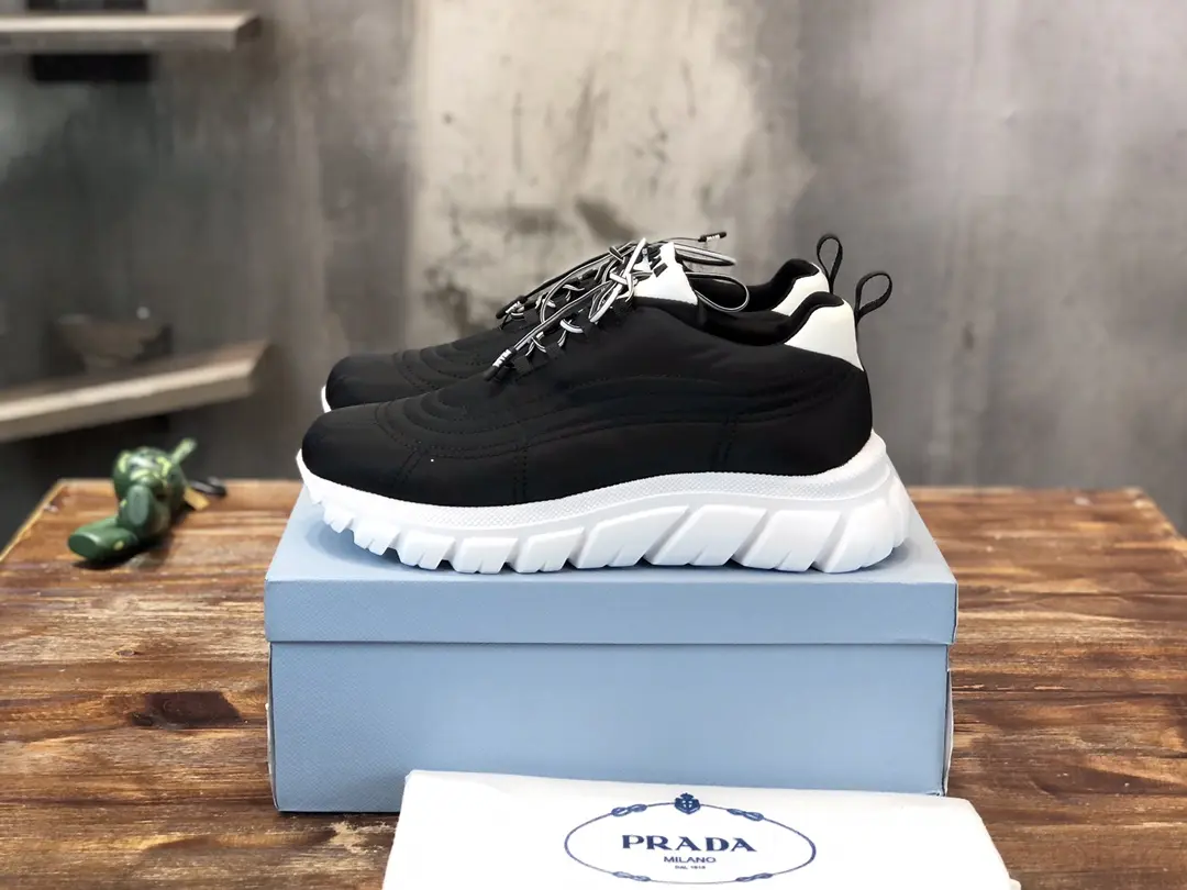 PRADA 2022 Men’s Black Sneakers – High-Quality Replica Prada Shoes, Waterproof Upper,  Foam Sole, Sizes 38- ComfortFit 194