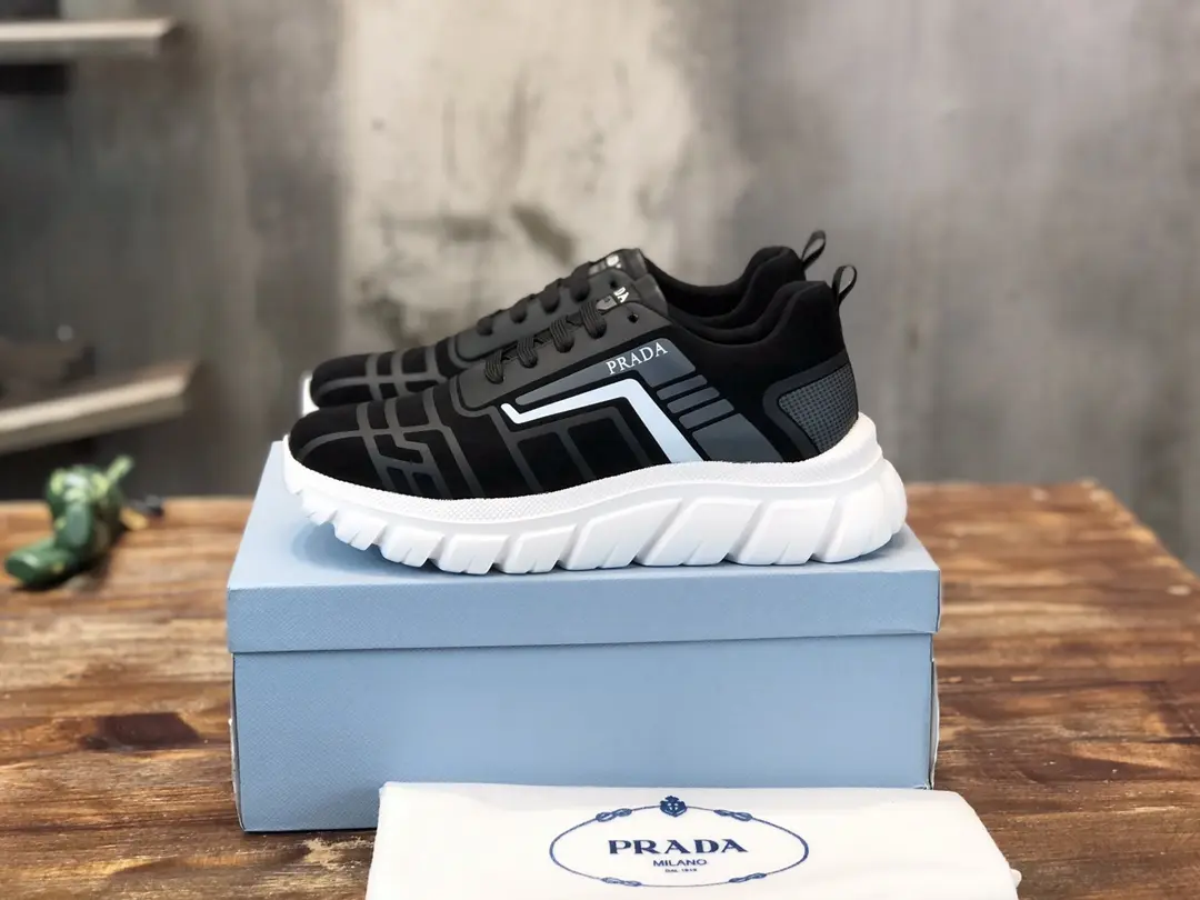 Timeless PRADA 2022 Men’s Sneakers – Black and White, High-Quality Prada Sneakers Replica, Latest Style, Sizes 38-44 (Custom 45 No Returns 196