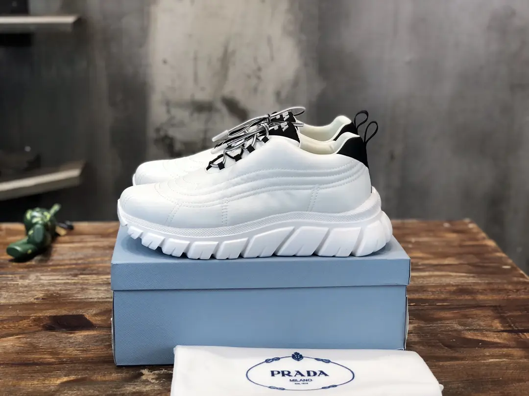 Flexible PRADA 2022 Men’s White Chunky Sneakers – High-Quality Replica Prada Shoes, Waterproof Upper, Sizes 38-44 (Custom 45 No Returns 173