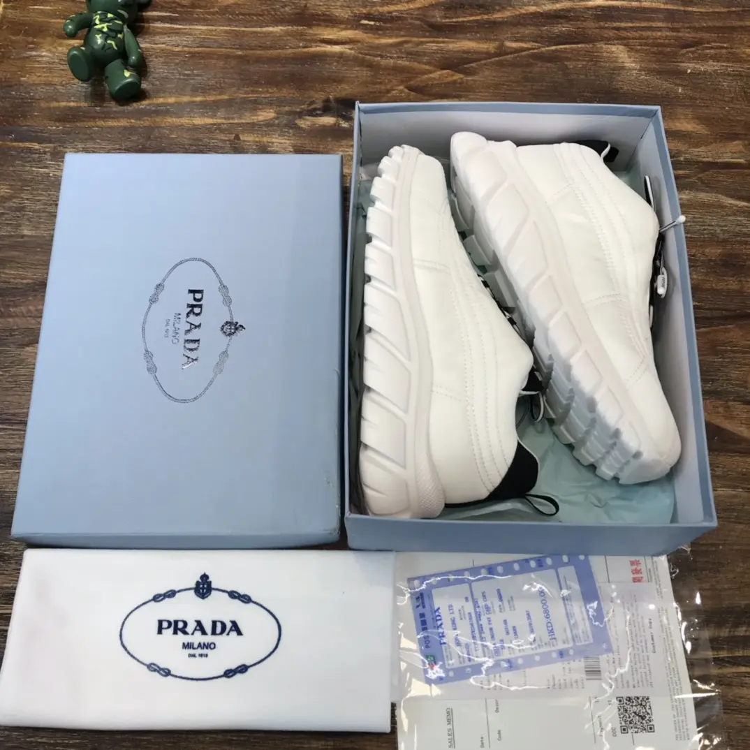 Flexible PRADA 2022 Men’s White Chunky Sneakers – High-Quality Replica Prada Shoes, Waterproof Upper, Sizes 38-44 (Custom 45 No Returns 173
