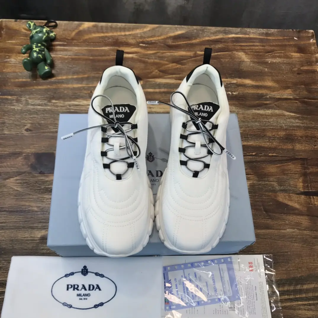Flexible PRADA 2022 Men’s White Chunky Sneakers – High-Quality Replica Prada Shoes, Waterproof Upper, Sizes 38-44 (Custom 45 No Returns 173