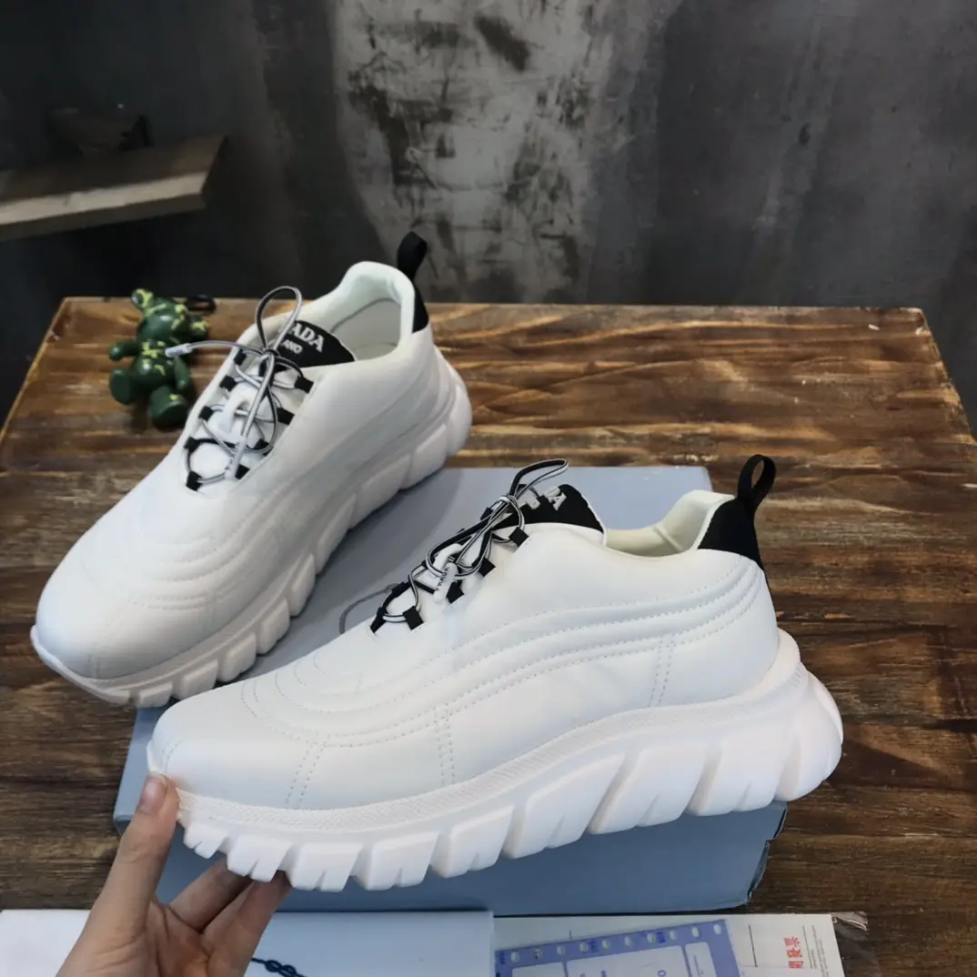 Flexible PRADA 2022 Men’s White Chunky Sneakers – High-Quality Replica Prada Shoes, Waterproof Upper, Sizes 38-44 (Custom 45 No Returns 173