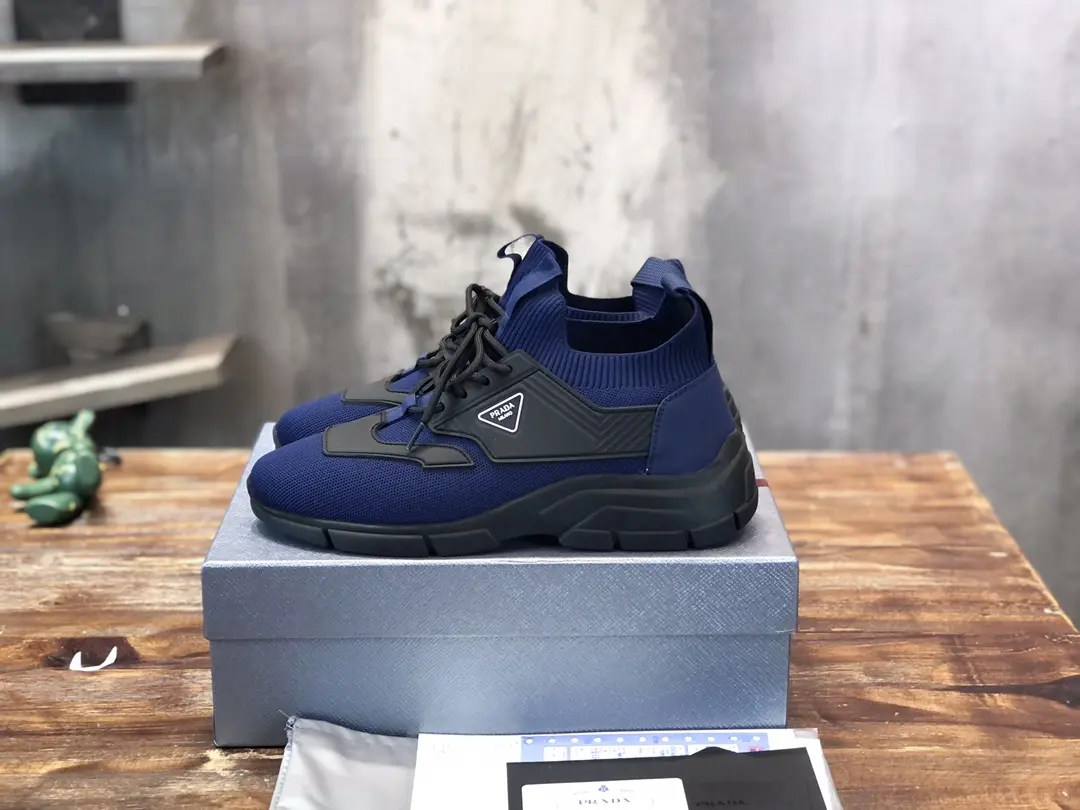 PRADA Men’s 2022 Blue Knit Sneakers – High-Quality Replica Prada Shoes, Sizes 38- Supportive 183