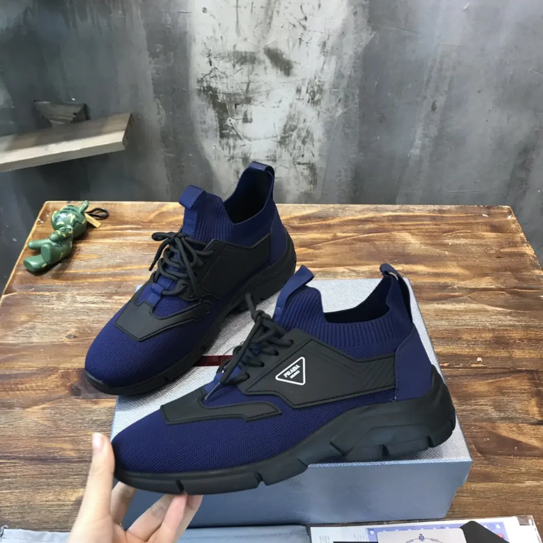 PRADA Men’s 2022 Blue Knit Sneakers – High-Quality Replica Prada Shoes, Sizes 38- Supportive 183