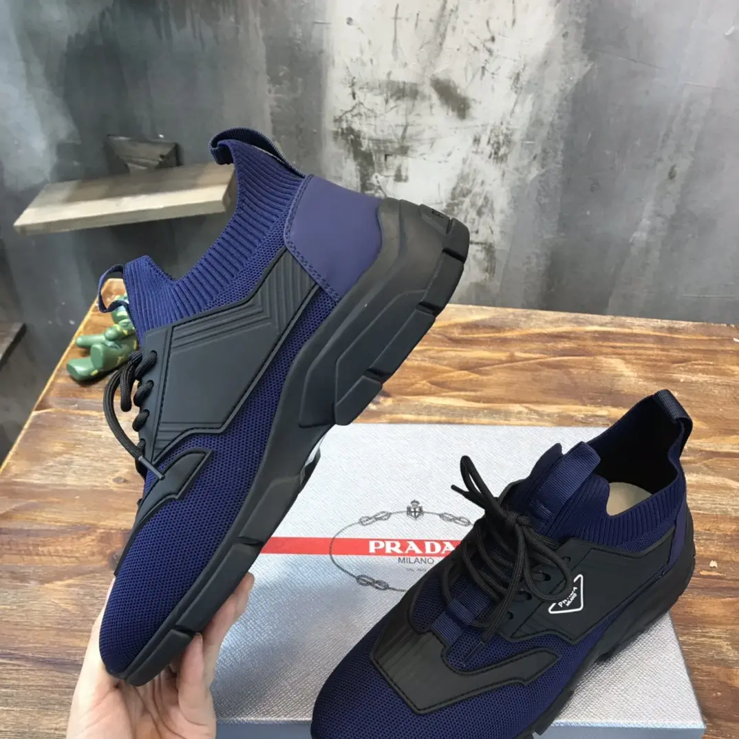 PRADA Men’s 2022 Blue Knit Sneakers – High-Quality Replica Prada Shoes, Sizes 38- Supportive 183