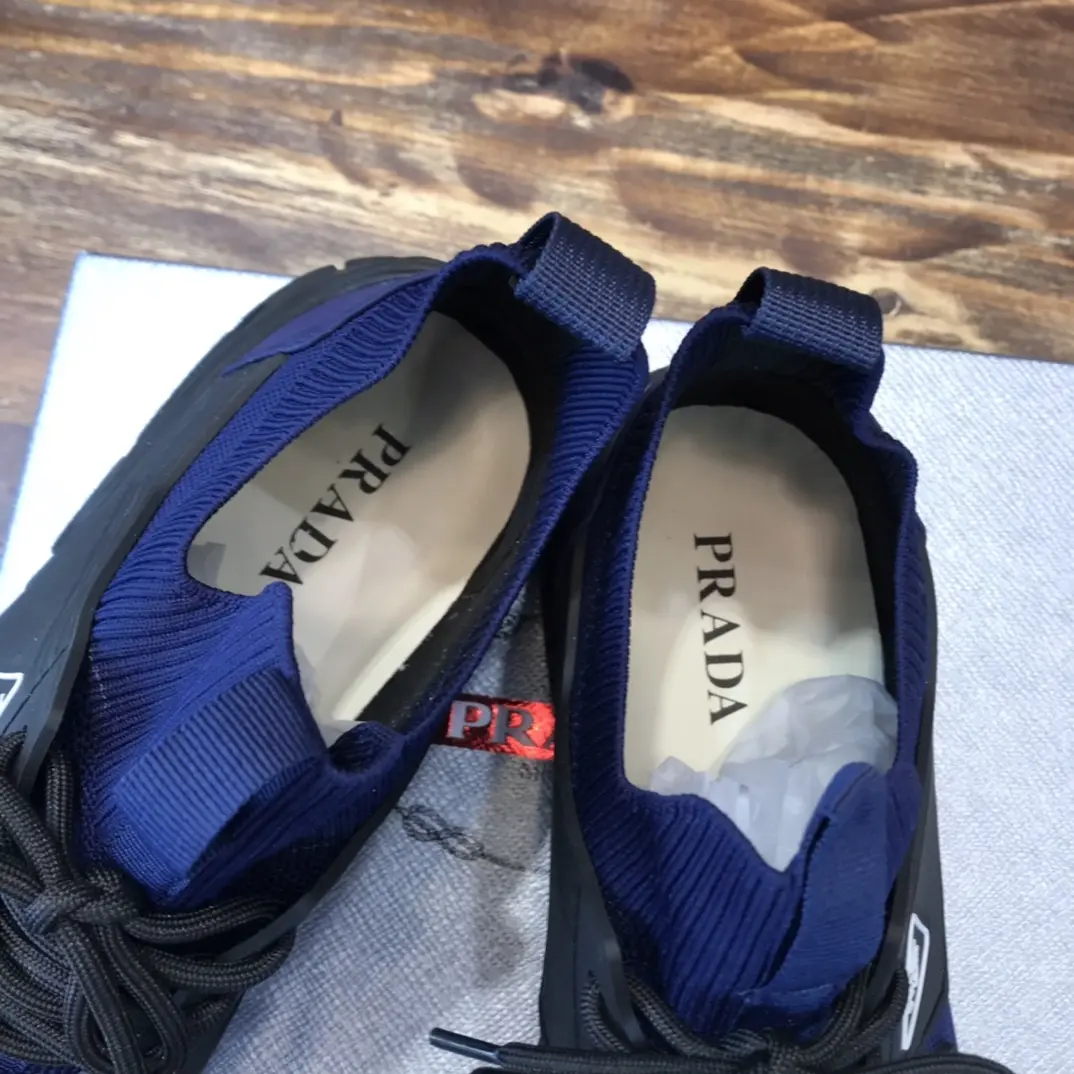 PRADA Men’s 2022 Blue Knit Sneakers – High-Quality Replica Prada Shoes, Sizes 38- Supportive 183