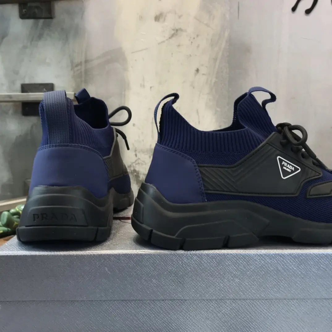 PRADA Men’s 2022 Blue Knit Sneakers – High-Quality Replica Prada Shoes, Sizes 38- Supportive 183