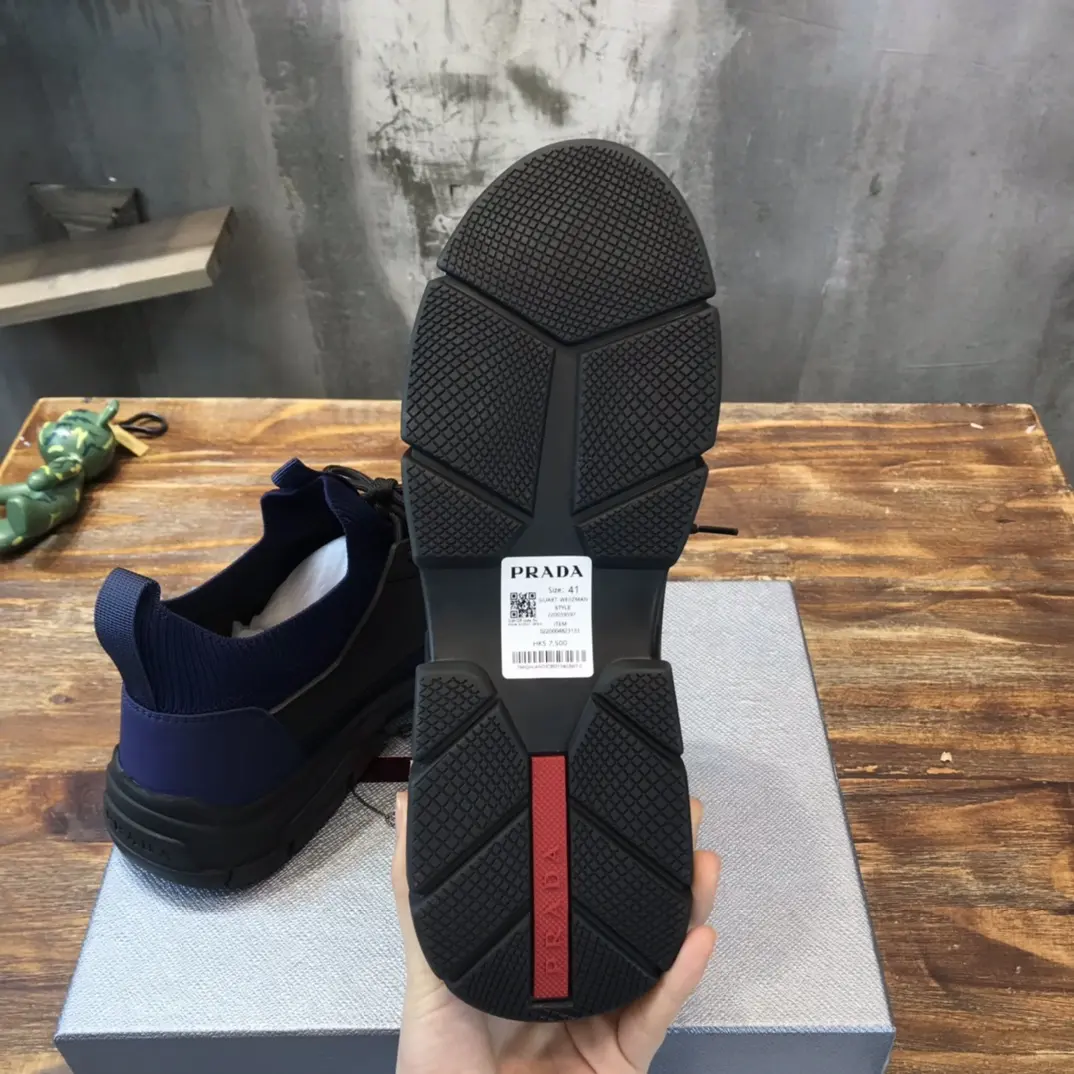 PRADA Men’s 2022 Blue Knit Sneakers – High-Quality Replica Prada Shoes, Sizes 38- Supportive 183